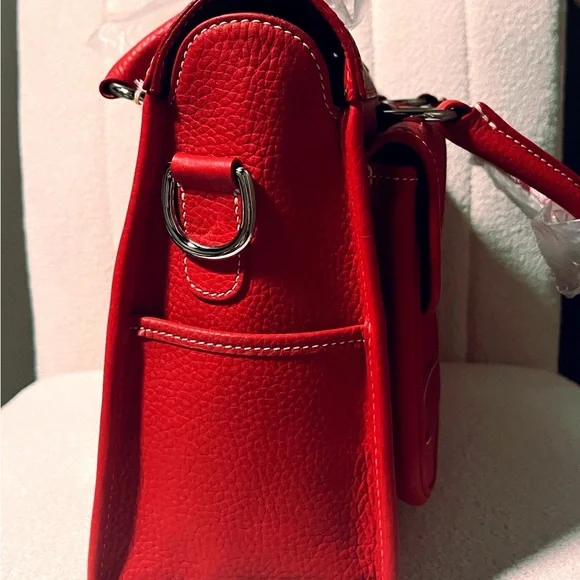 NWT Dooney & Bourke Red Pebble Grain Double Pocket Tote - RETIRED - Picture 6 of 15